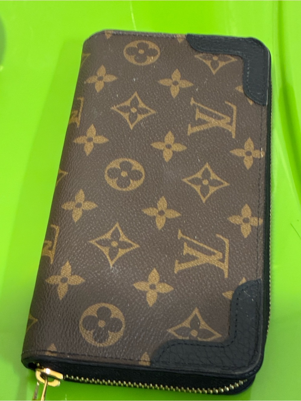 Louis Vuitton Monogram Zip Wallet with Black Trim and Gold Hardware - Picture 13 of 17